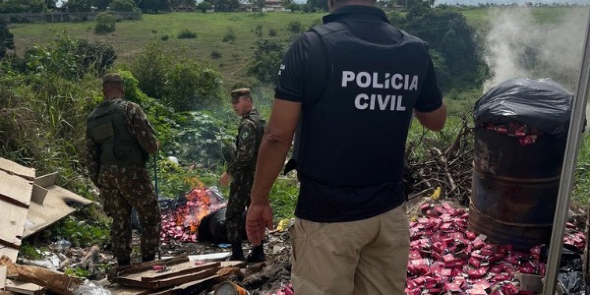 Agentes da polícia durante a operação
