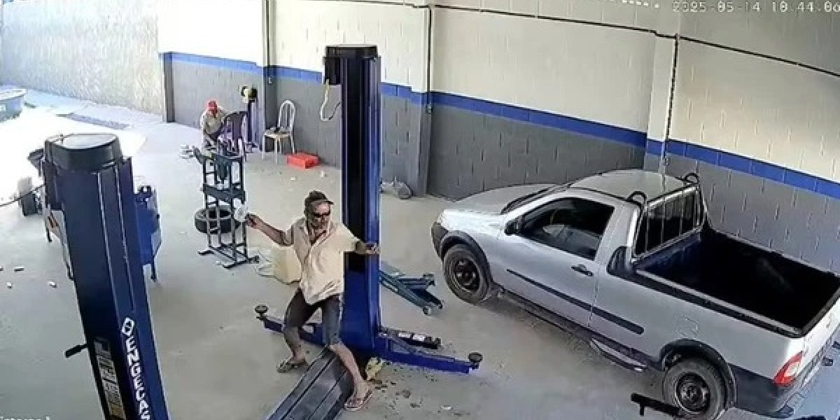 Imagem das câmeras de segurança da oficina