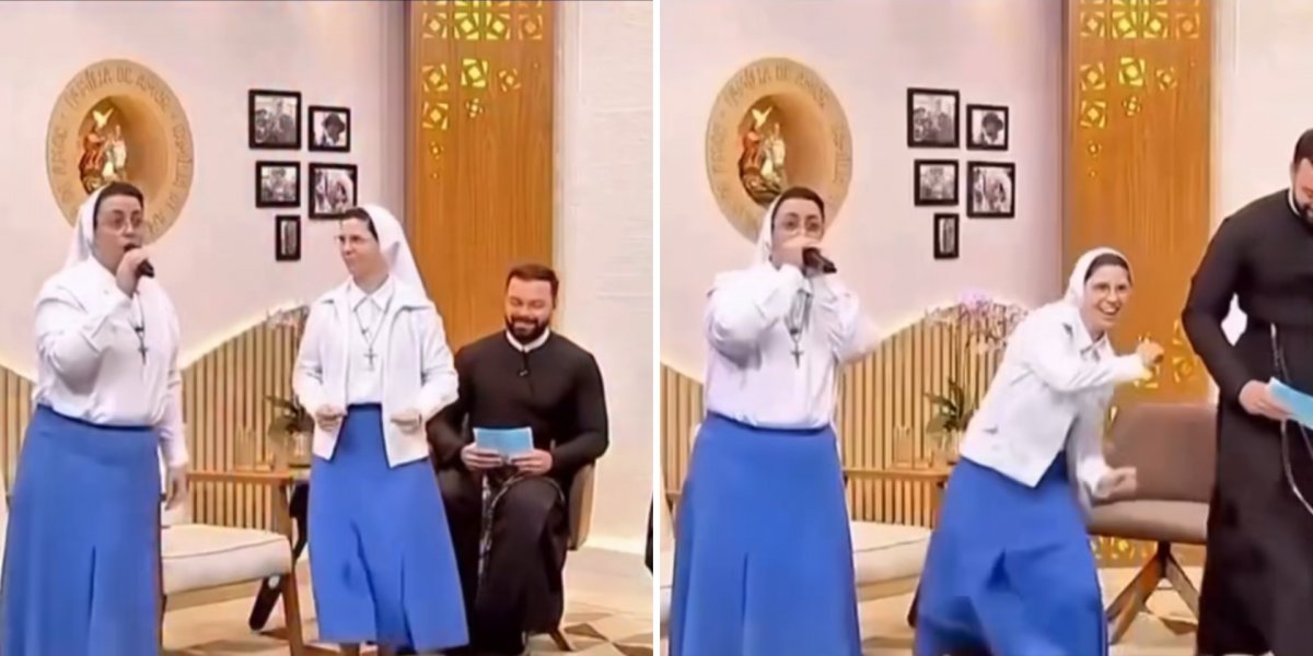 Freiras durante o programa de TV