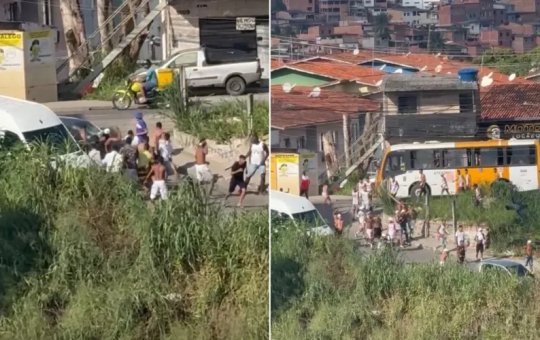 Torcidas de Bahia e Vitória brigam na Mata Escura e carro atropela grupo