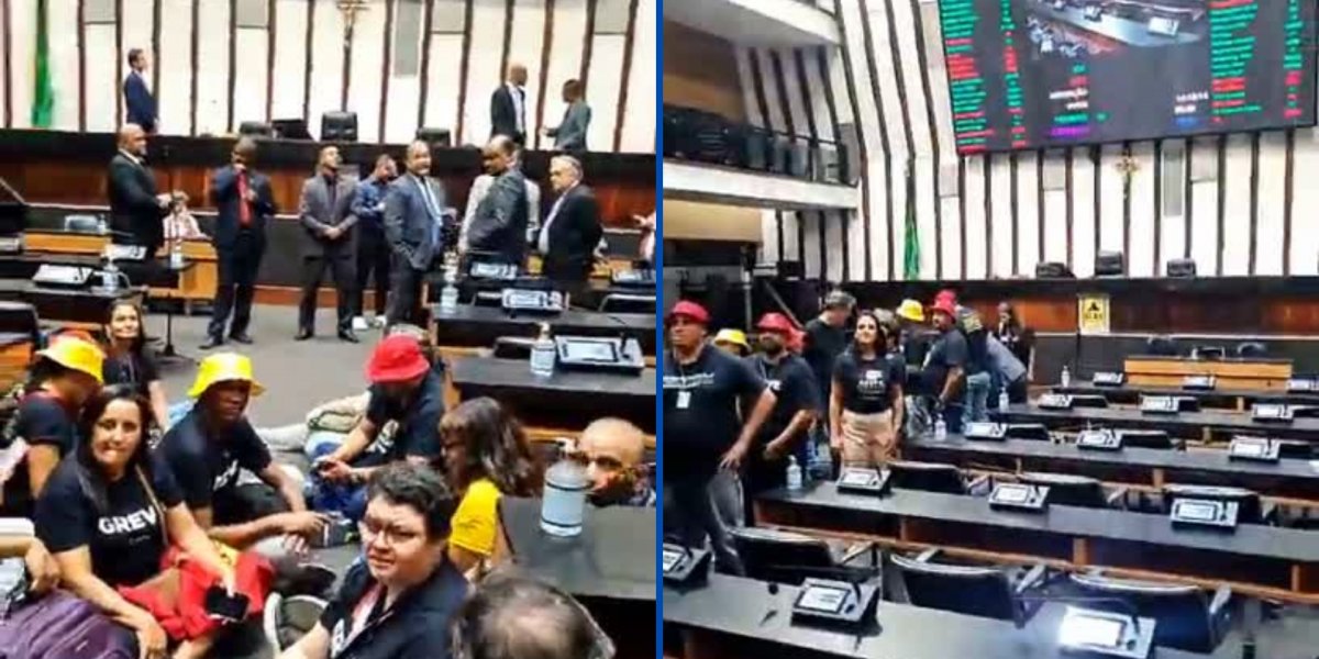 Grupo de servidores reunidos na Assembleia Legislativa da Bahia