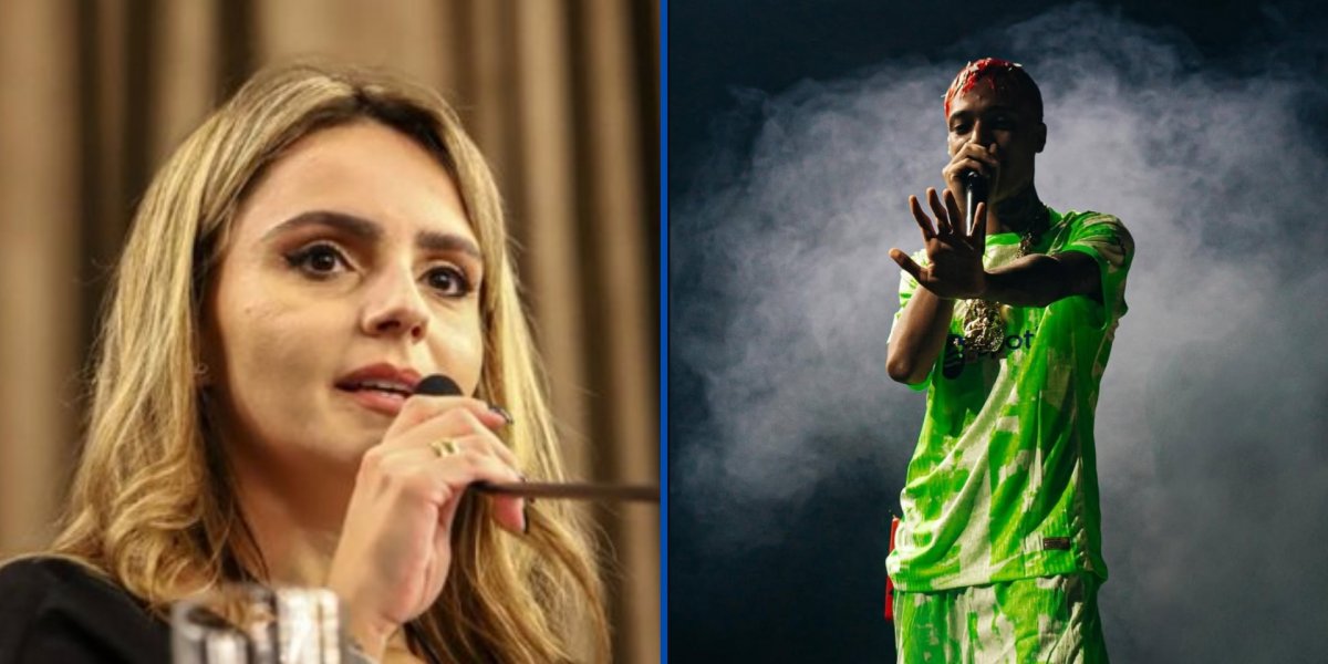 Na foto da esquerda, Amanda Vettorazzo e na direita o rapper Oruam
