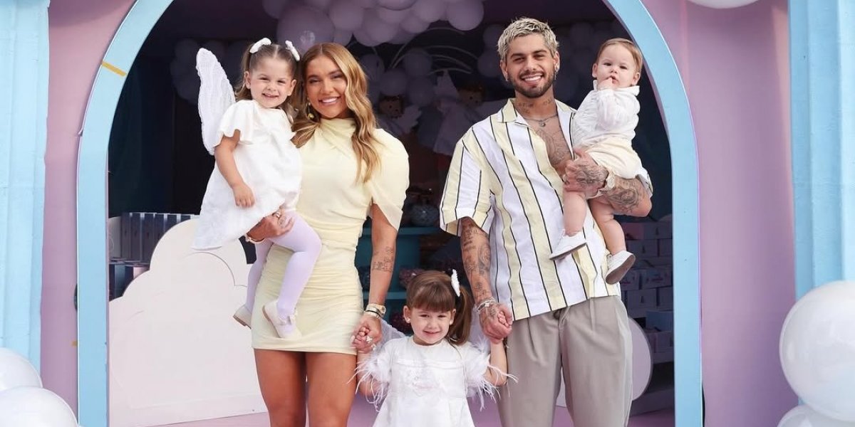 Virgínia e Zé Felipe ao lado dos filhos