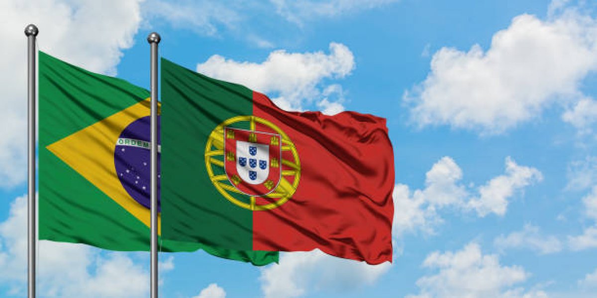 Bandeira do Brasil e de Portugal
