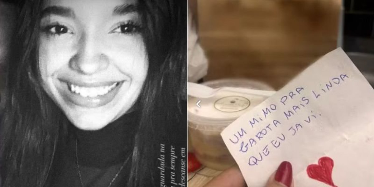 Imgem de Ana Luiza e o bolo com o bilhete