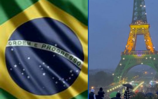 Torre Eiffel ganha cores do Brasil em homenagem a Lula