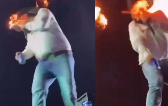 Cantor de dupla sertaneja sofre quemadura no rosto durante show em São Paulo