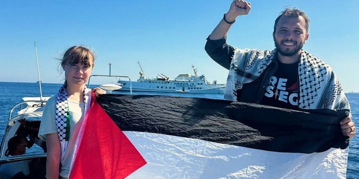 A sueca Greta Thunberg e o brasileiro Thiago Ávila