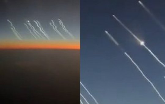 Passageiro de avião flagra mísseis iranianos sendo lançados contra Israel