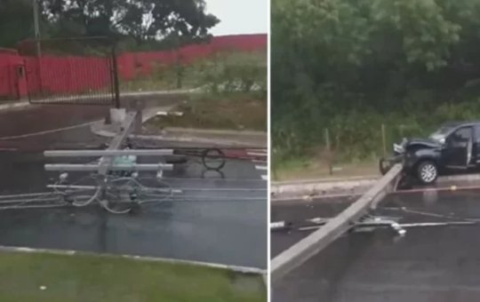 Acidente na frente do Barradão interdita via; veja vídeo