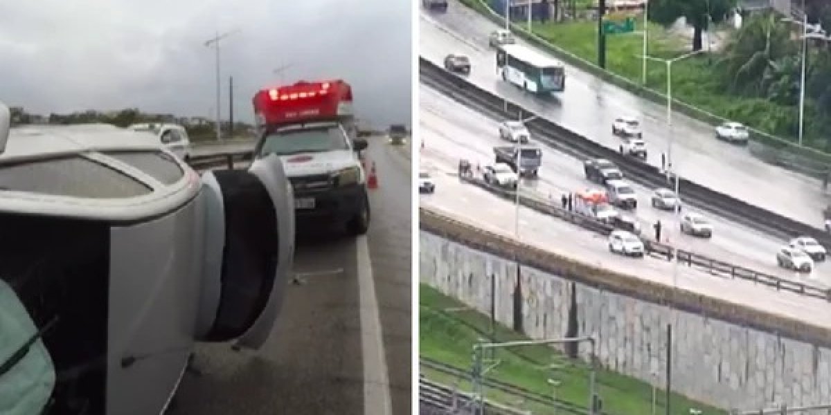 Motorista fica ferido após carro capotar em trecho da BR-324