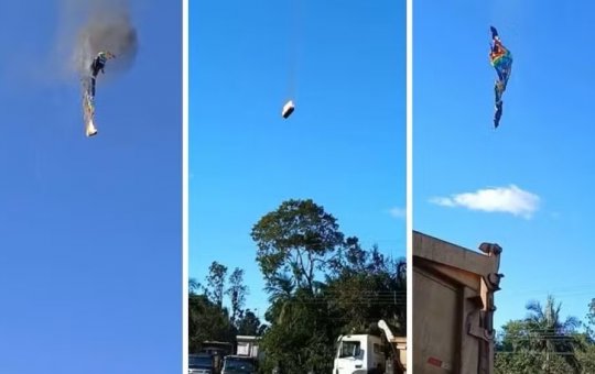 Balão durante queda em Santa Catarina