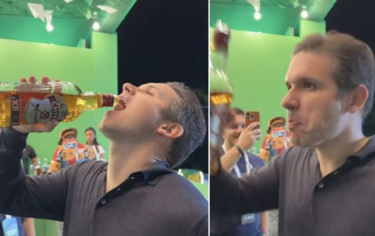 Hugo Motta viraliza ao beber uísque no gargalo durante São João na Paraíba
