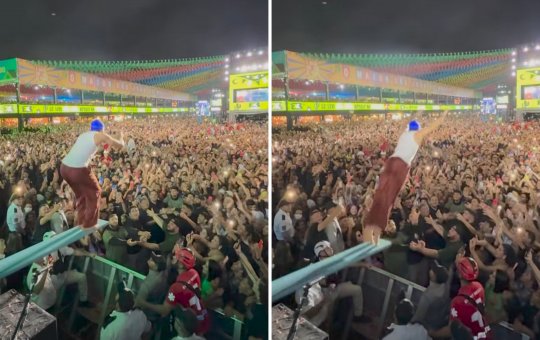 Em show, Nattan cria trampolim e se joga em multidão em Campina Grande