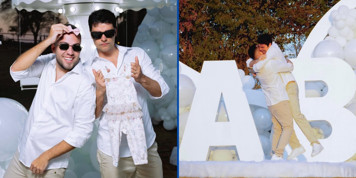 Lucas Rangel e Lucas Bley durante chá revelação