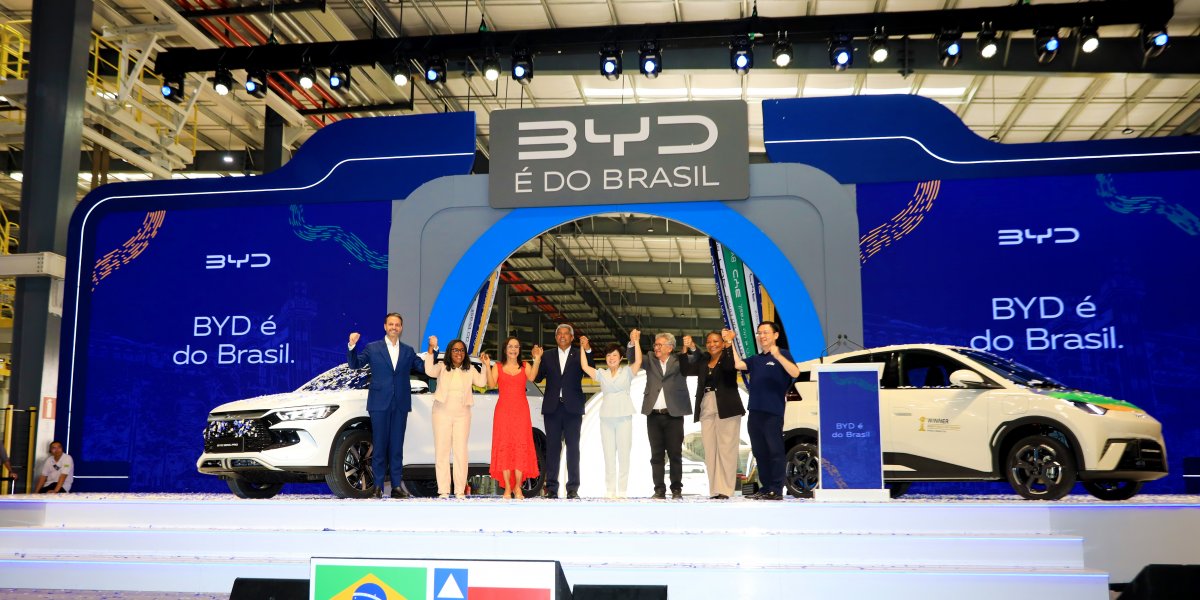 Cerimônia de inauguração do complexo fabril da BYD em Camaçari, nesta terça-feira (01)
