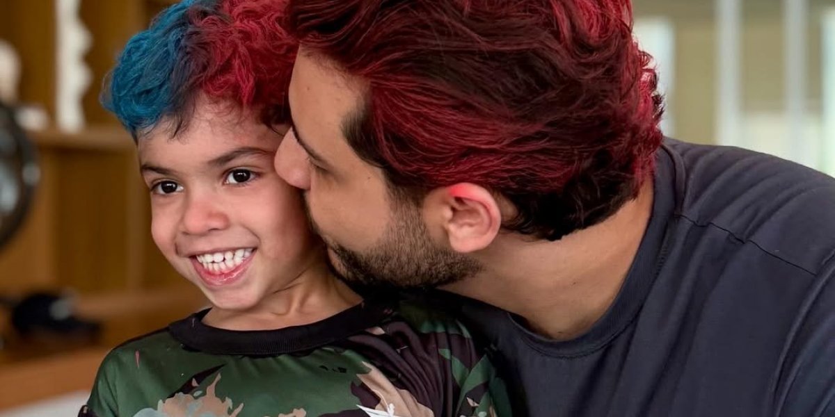 Murilo Huff e seu filho, Leo, em foto