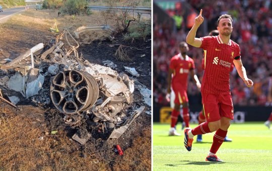 Veja momento que carro de Diogo Jota pega fogo em estrada da espanha