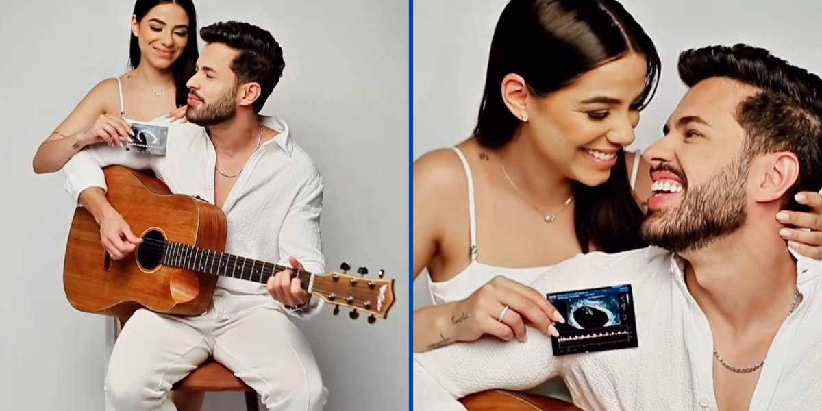 Key Alves e Bruno Rosa no momento do anúncio da gravidez