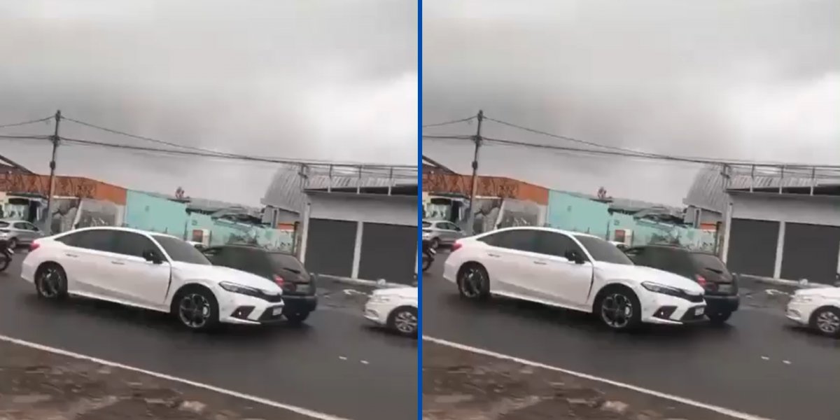 Carro andando na contramão na Estrada do Coco, em Lauro de Freitas