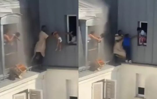 Crianças presas em incêndio são salvas por vizinho que atravessa beiral de prédio em Paris