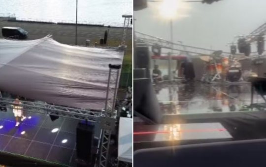 Show de Xanddy Harmonia é interrompido em Milão devido a tempestade de granizo