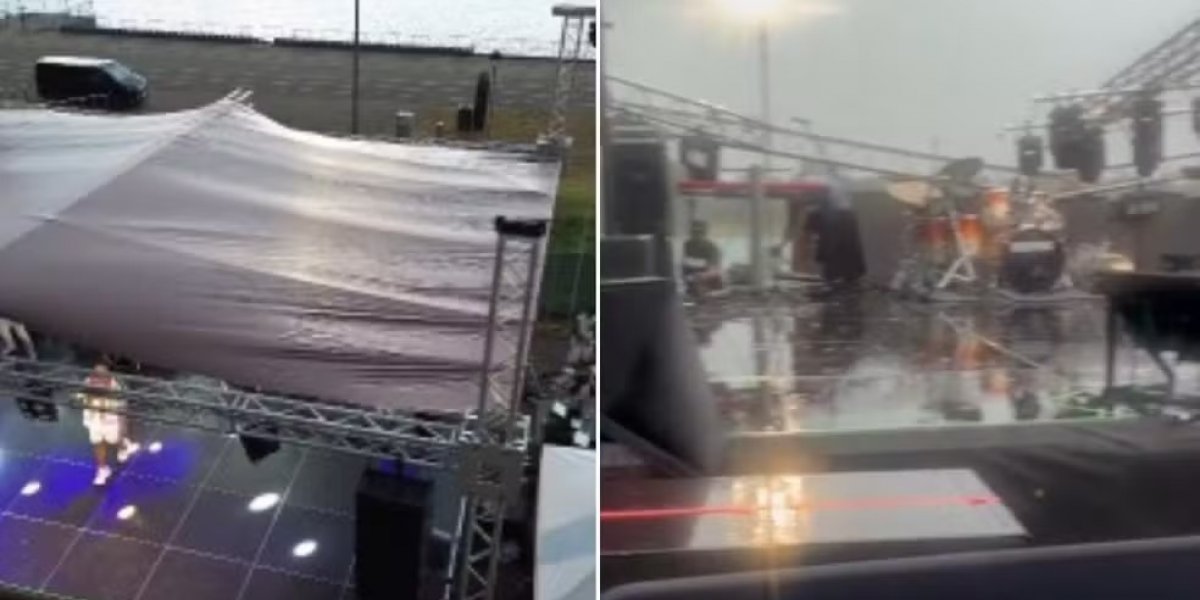 Show de Xanddy Harmonia é interrompido em Milão devido a tempestade de granizo
