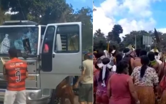 Grupo de indígenas ataca caminhoneira em protesto contra prisão do cacique