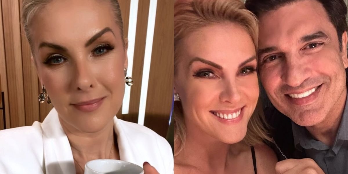 Ana Hickmann no trabalho e com Edu Guedes em montagem