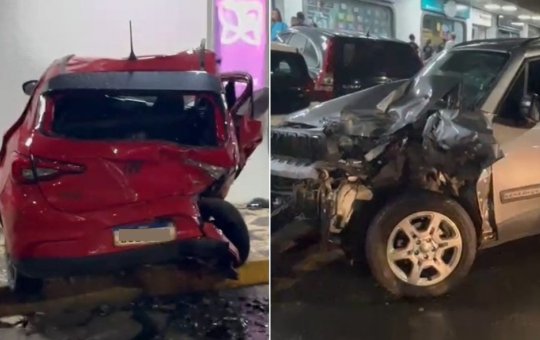 Carro invade estacionamento de shopping na Barra e quase atinge cadeirante; veja o vídeo