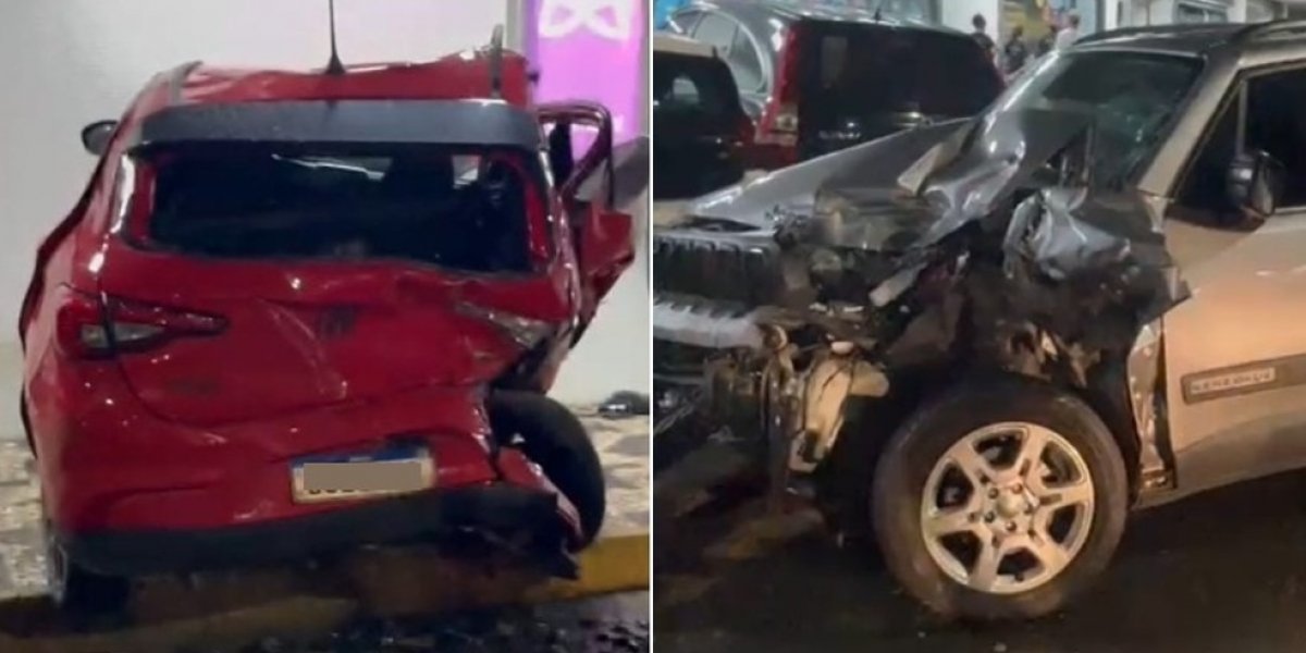 Carros atingidos pelo acidente na Barra