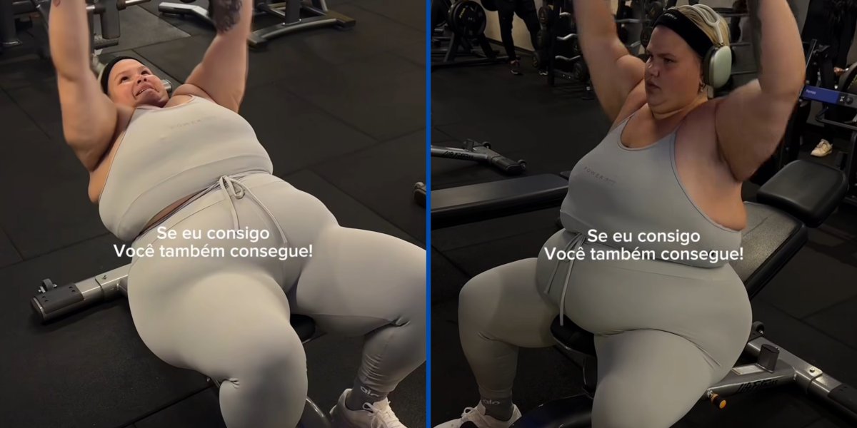 Thais em vídeo mostrando seu treino