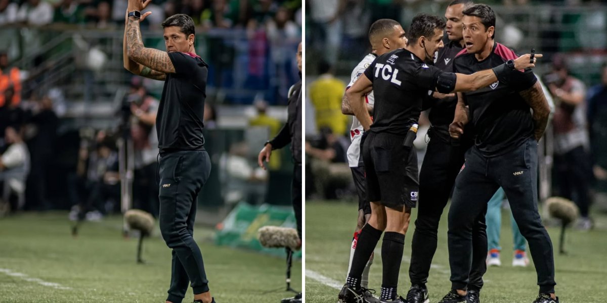 Thiago Carpini em jogo contra o Palmeiras