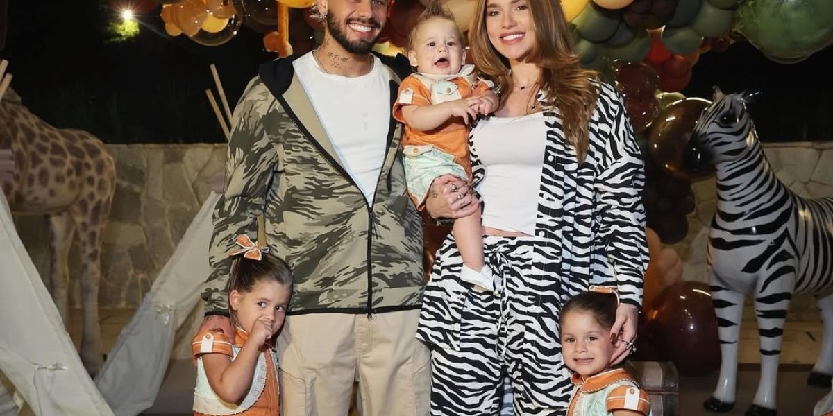 Zé Felipe e Virgínia com seus três filhos