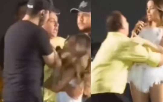 Cantora é agarrada por fã e é derrubada em show