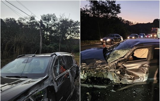 Imagens do estado do carro após batida
