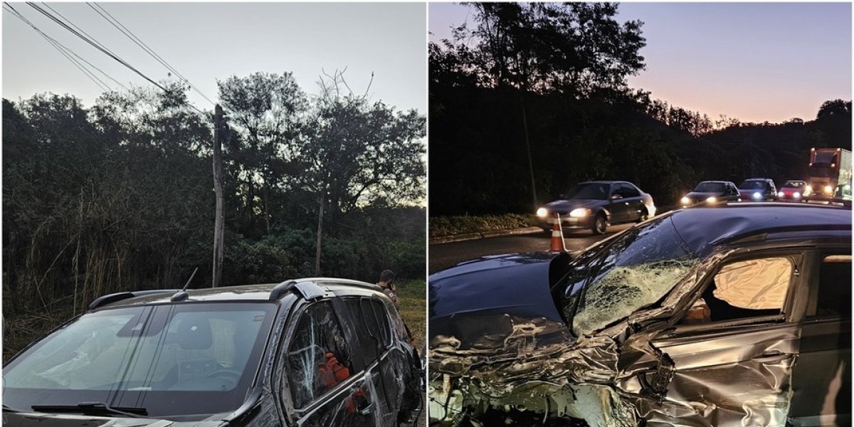 Imagens do estado do carro após batida
