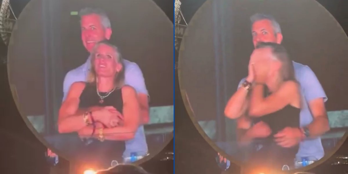 Momento que o casal aparece no telão