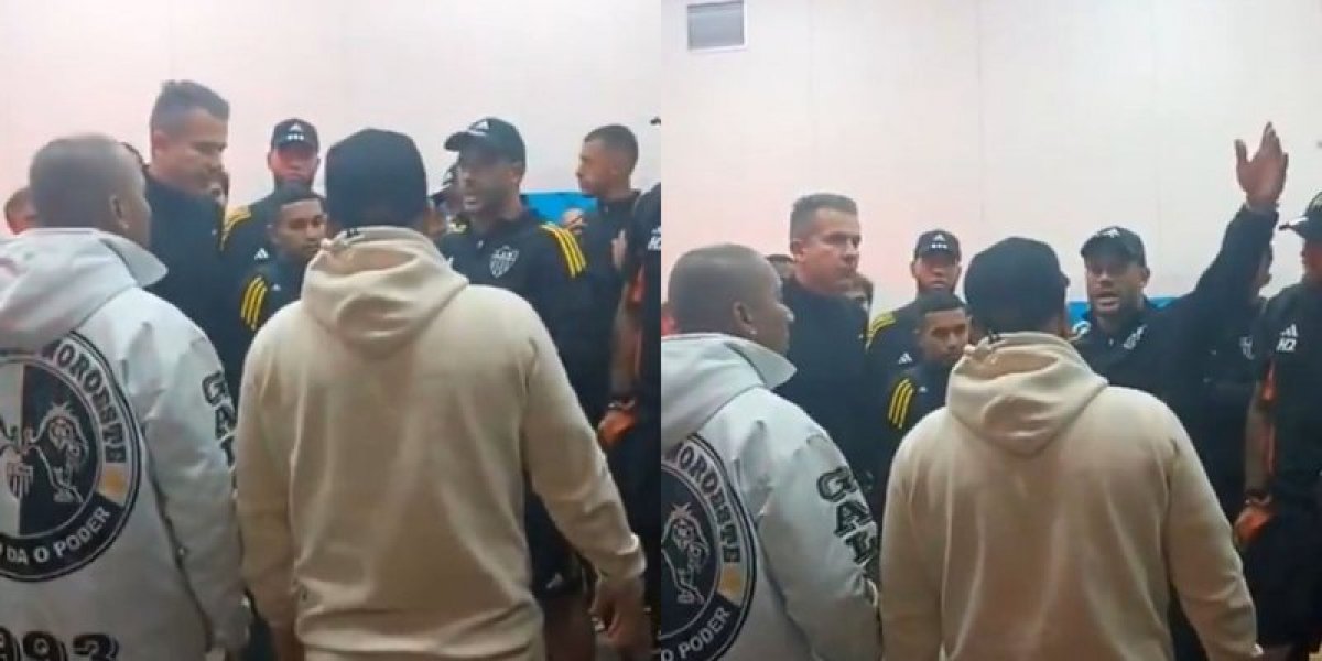 Membros da organizada falando com os jogadores