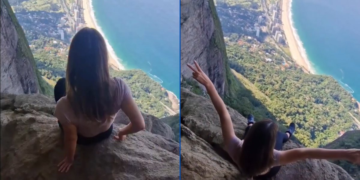 Mulher arrisca a vida para ser fotografada em ponto turístico
