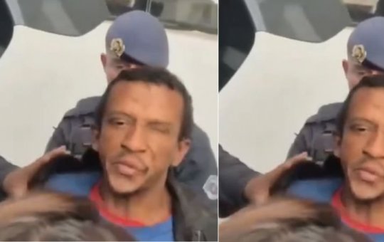Suspeito cospe em dois repórteres durante sua prisão; veja