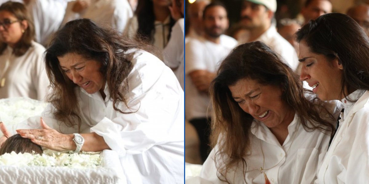 Regina Casé, ao lado da sua filha Benedita, se emociona no velório de Preta Gil
