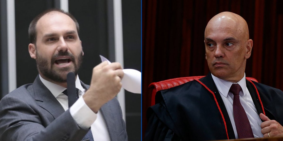 Deputado Eduardo Bolsonaro, filho do ex-presidente Jair Bolsonaro, nega recuo contra Alexandre de Moraes
