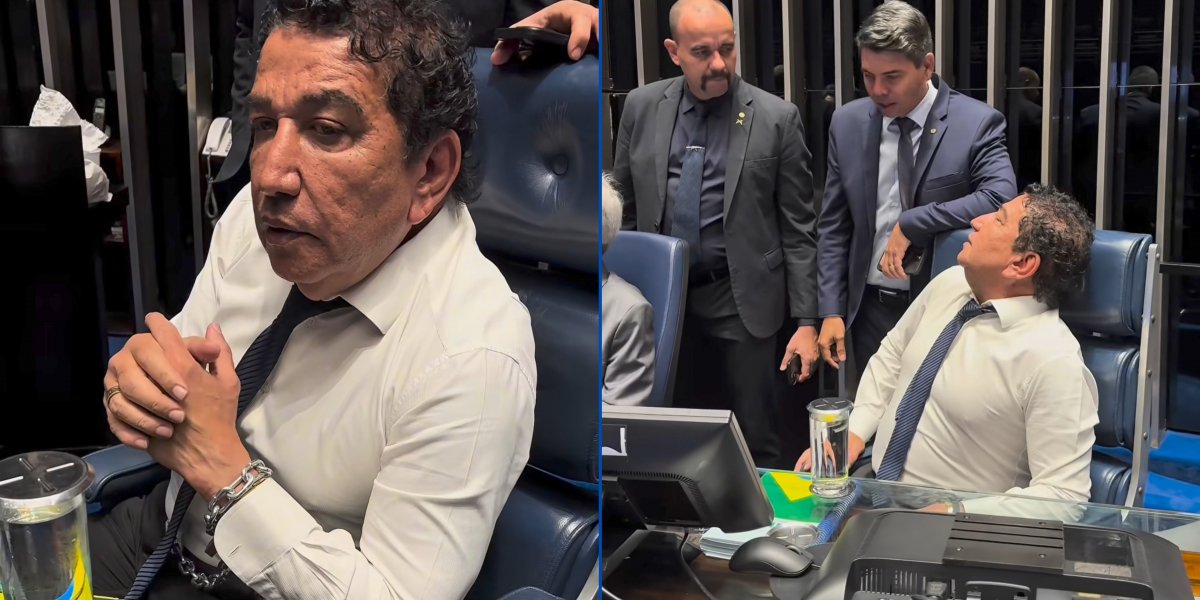 Senador Magno Malta acorrentado