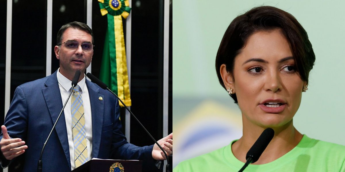 Flávio Bolsonaro e Michelle Bolsonaro