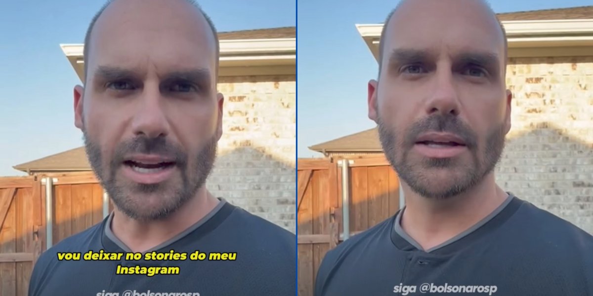 Eduardo Bolsonaro no momento da gravação do vídeo