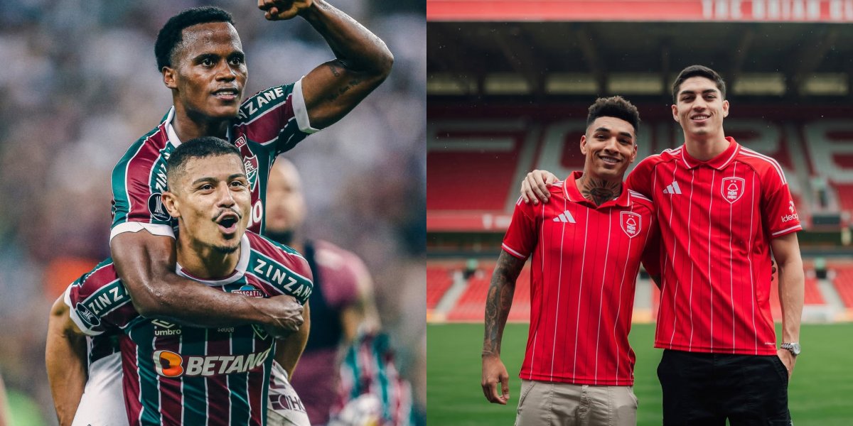 André e Jhon Arias juntos pelo Fluminense / Igor Jesus e Jair juntos pelo Nottingham Forest