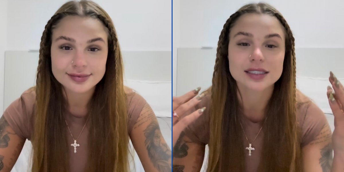 Fernanda no momento da gravação do vídeo