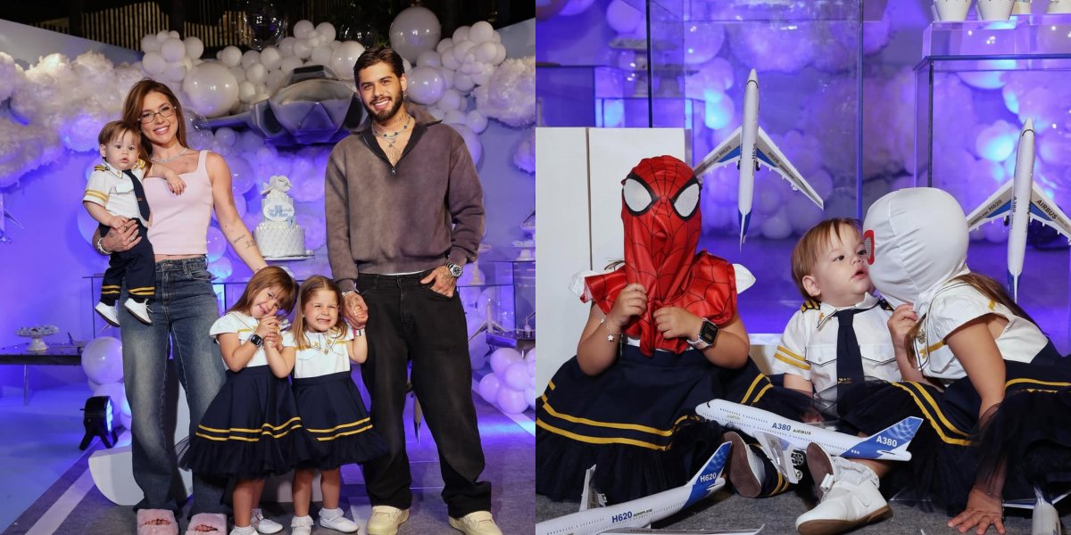 Virginia e Zé Felipe com os filhos / José Leonardo com irmãs