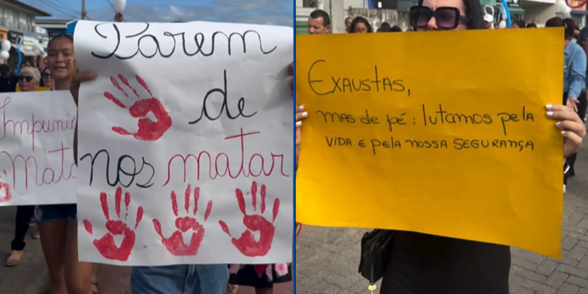 Moradores de Ilhéus protestaram por Justiça pelas três mulheres encontradas mortas neste sábado (16)
